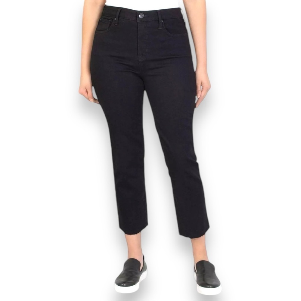 Seven7 Tower Straight Crop Size 12 Raw Hem Black Jeans NWOT